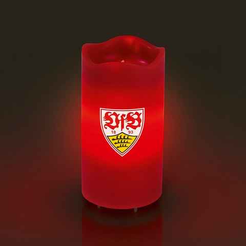 VfB Stuttgart Stumpenkerze LED-Echtwachskerze - rotierendem VfB-Wappen - rot
