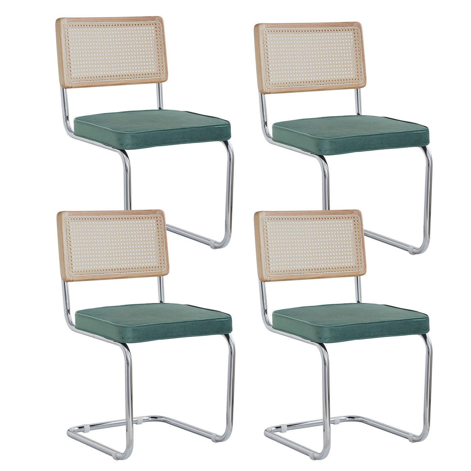 GrandCA HOME Esszimmerstuhl 2er/4er Set Esszimmerstuhl aus Rattan, Retro-Küchenstuhl (4 St), mit Kissen, 50 × 45 × 83 cm