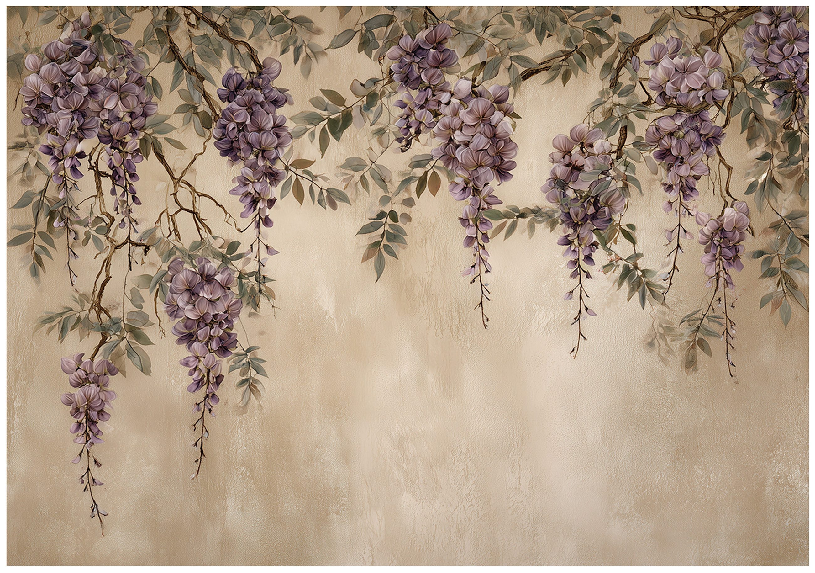 Wallarena Fototapete Blumen Hängend - Grau - Modern - Vlies - Schlafzimmer, glatt, (2 St), 100x70cm