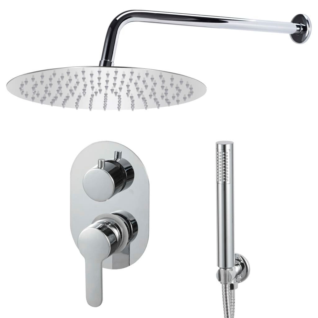 Duschsystem Edelstahl 201 – Mit Regendusche & Handbrause, Anti-Kalk, Silber