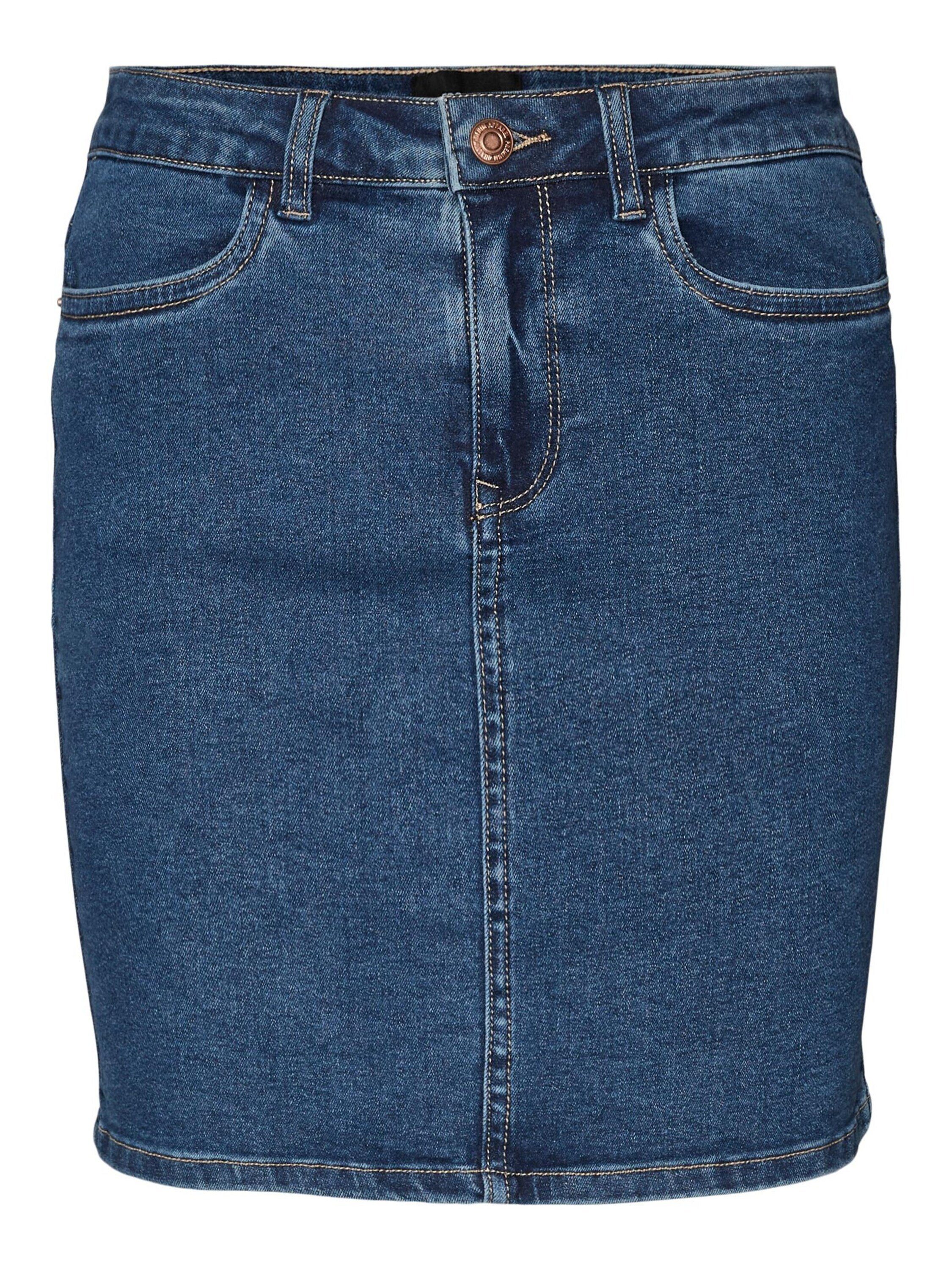 Vero Moda Jeansrock LUNA (1-tlg) Plain/ohne Details, Abgesteppter Saum/Kante