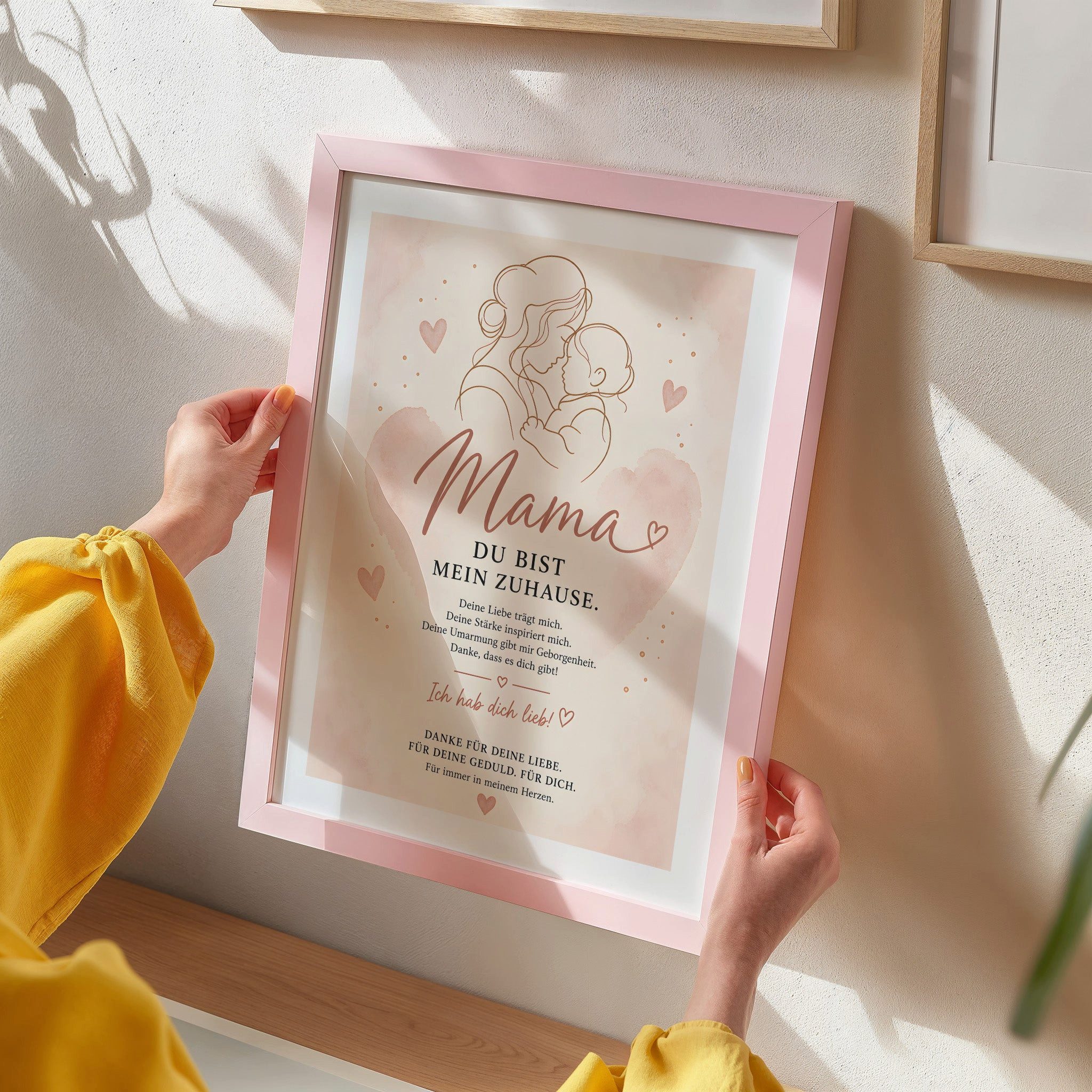 JUSTGOODMOOD Poster Muttertag Mama Kind Herz Geschenk für Mama Liebe Spruch Familie Wandde, (1 St)