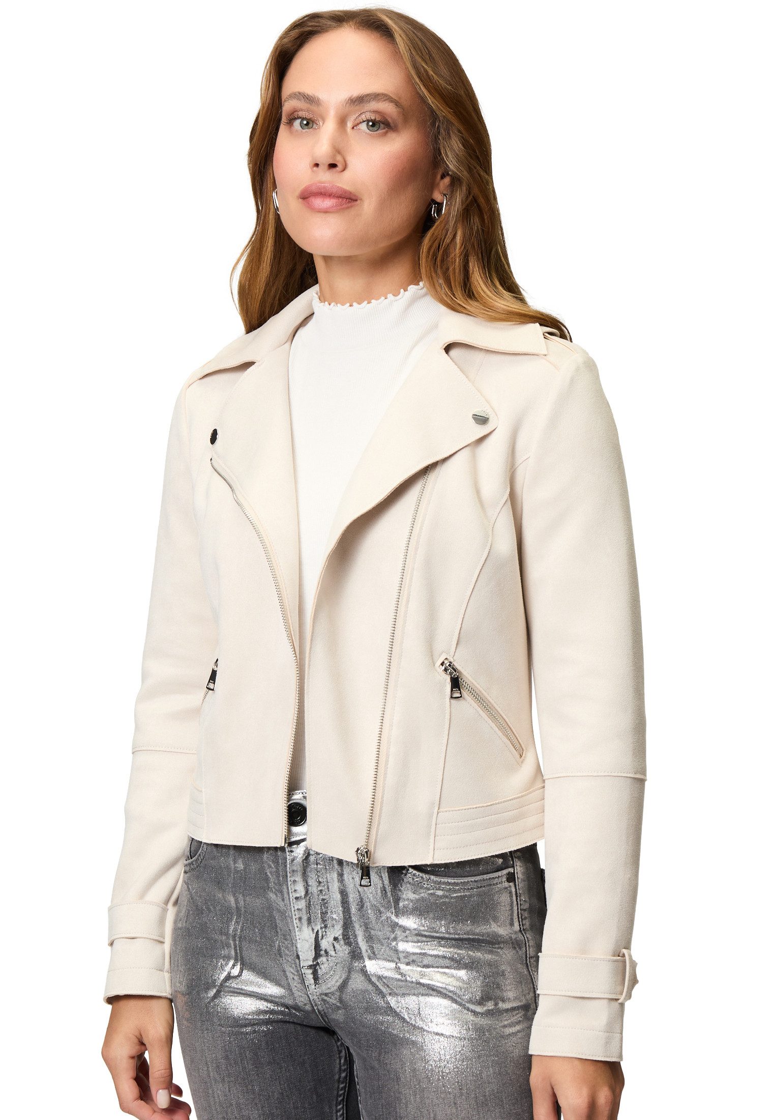 Zero Bikerjacke Damen Bikerjacke in Veloursleder-Optik günstig online kaufen