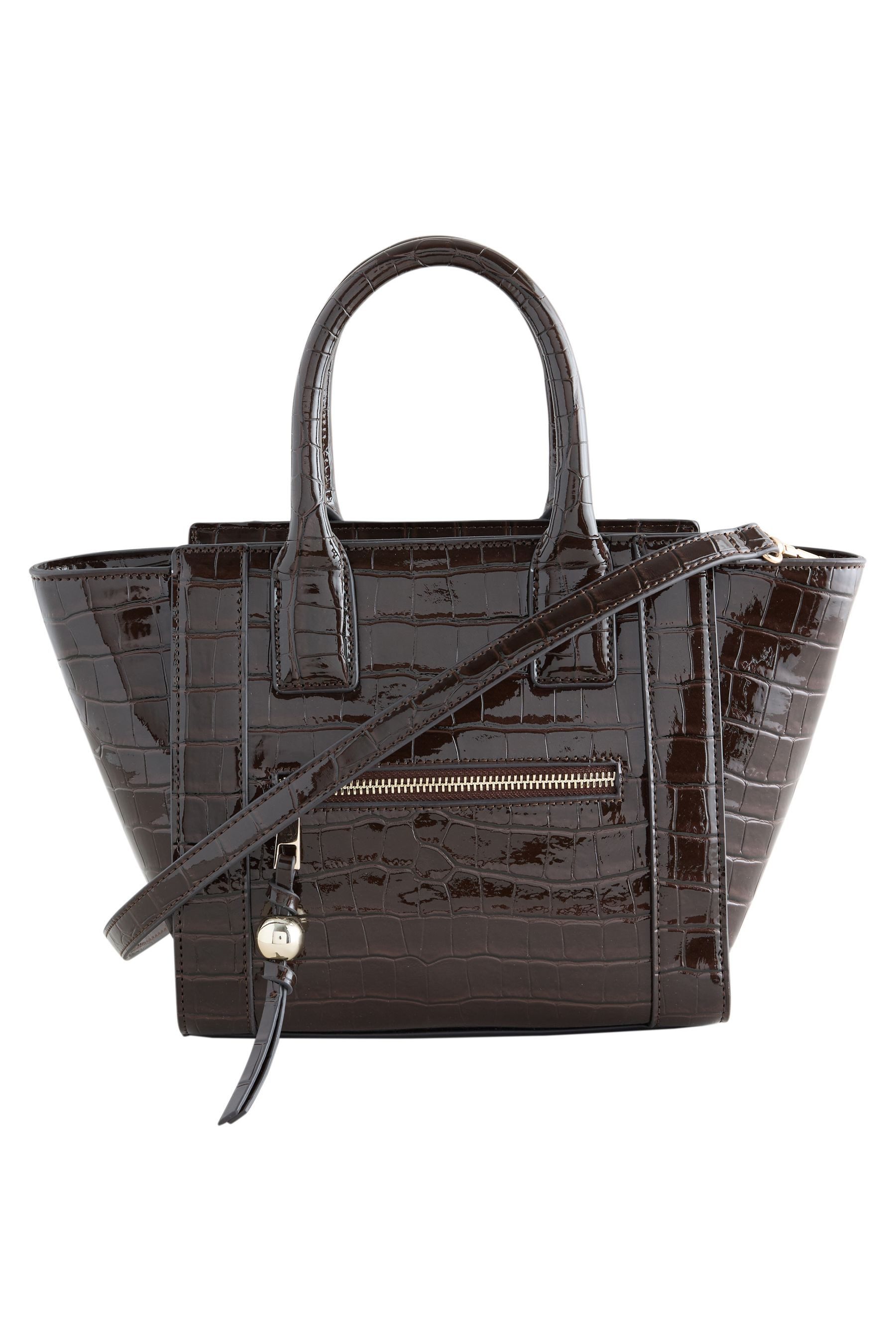 Next Umhängetasche Glänzende Handtasche in Kroko-Optik (1-tlg)