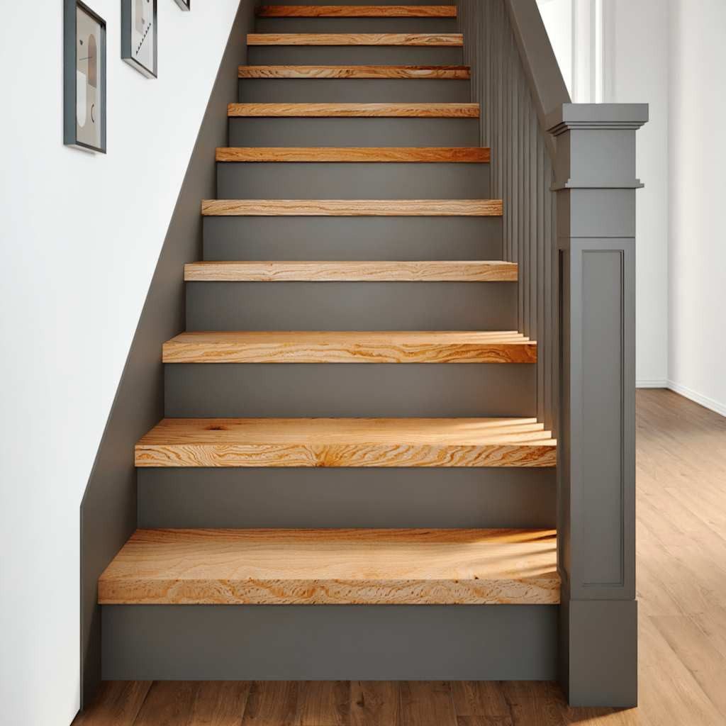 vidaXL Stufenmatte Treppenstufen 2 Stk. Hellbraun 70x30x2 cm Massivholz Eiche, Rechteckig, Höhe: 2 mm