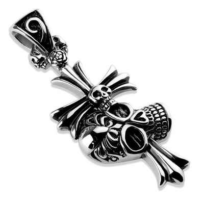 BUNGSA Anhänger Set Anhänger Keltenkreuz & Skulls Silber aus Edelstahl Unisex (1-tlg), Pendant Halsketten