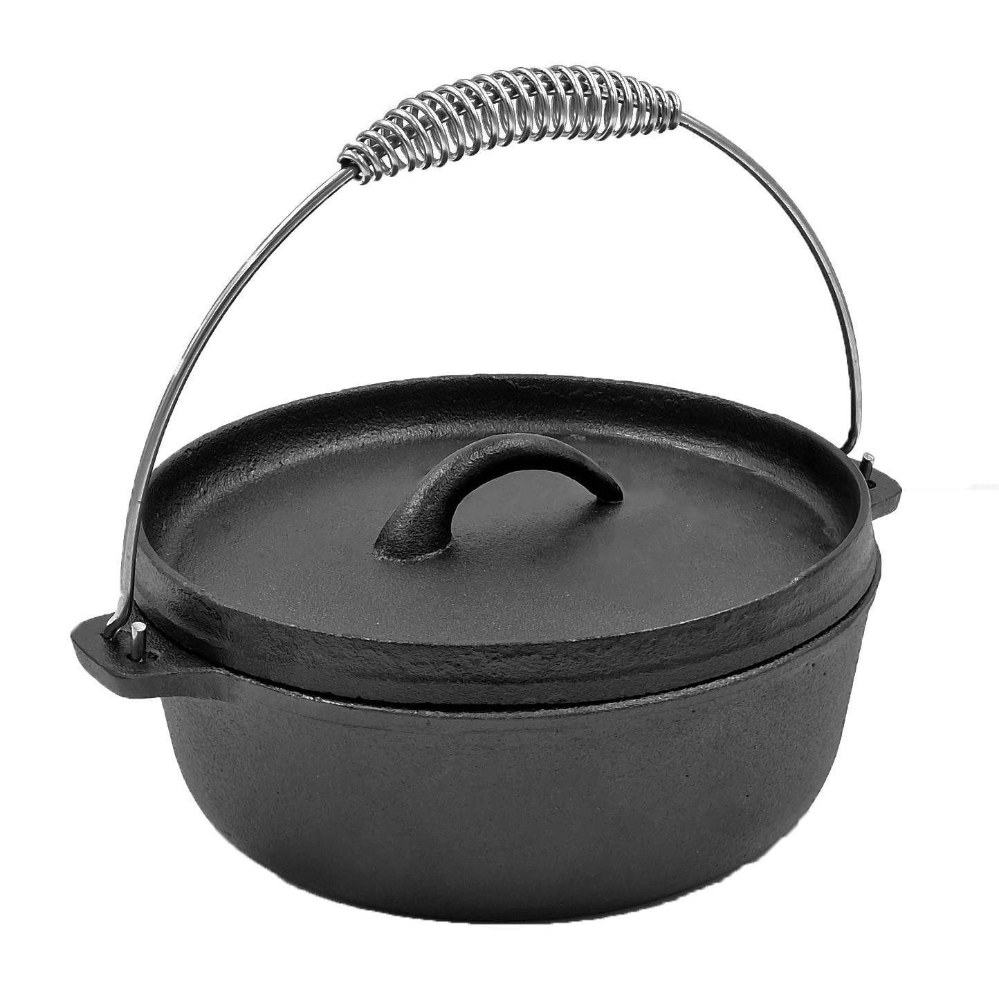matrasa Grilltopf mit Deckel & Henkel - Dutch Oven - Schmortopf Gusseisen 1,5 L 20x11cm, Gusseisen