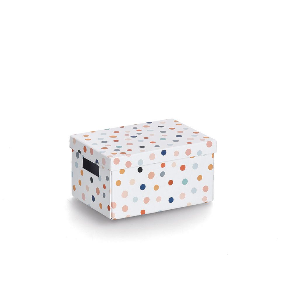 Zeller Present Aufbewahrungsbox 'Dots', recycelter Karton, bunt, ca. 18 x 25 x 13 cm