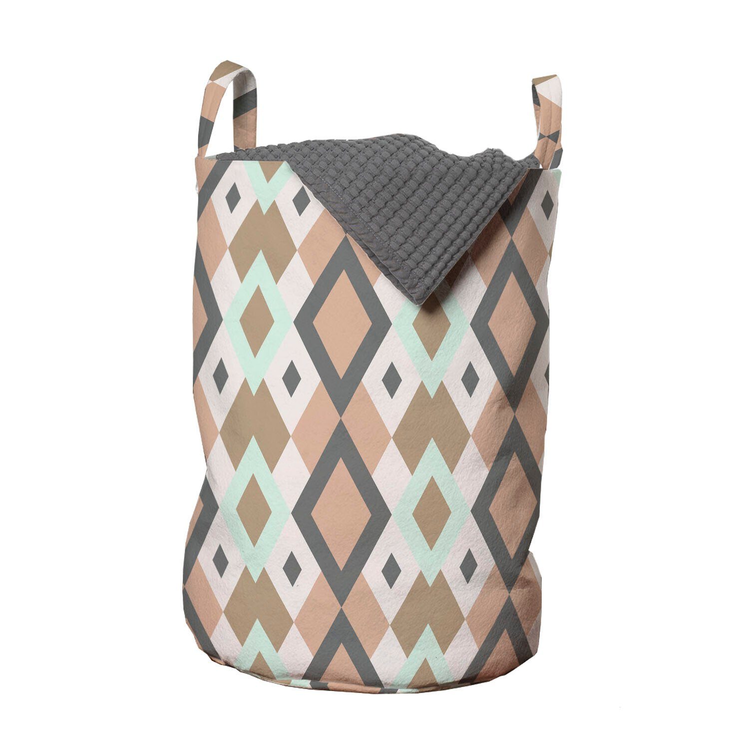 Abakuhaus Wäschesäckchen Wäschekorb mit Griffen Kordelzugverschluss für Waschsalons, geometrische Rhombus Pastell Kreative