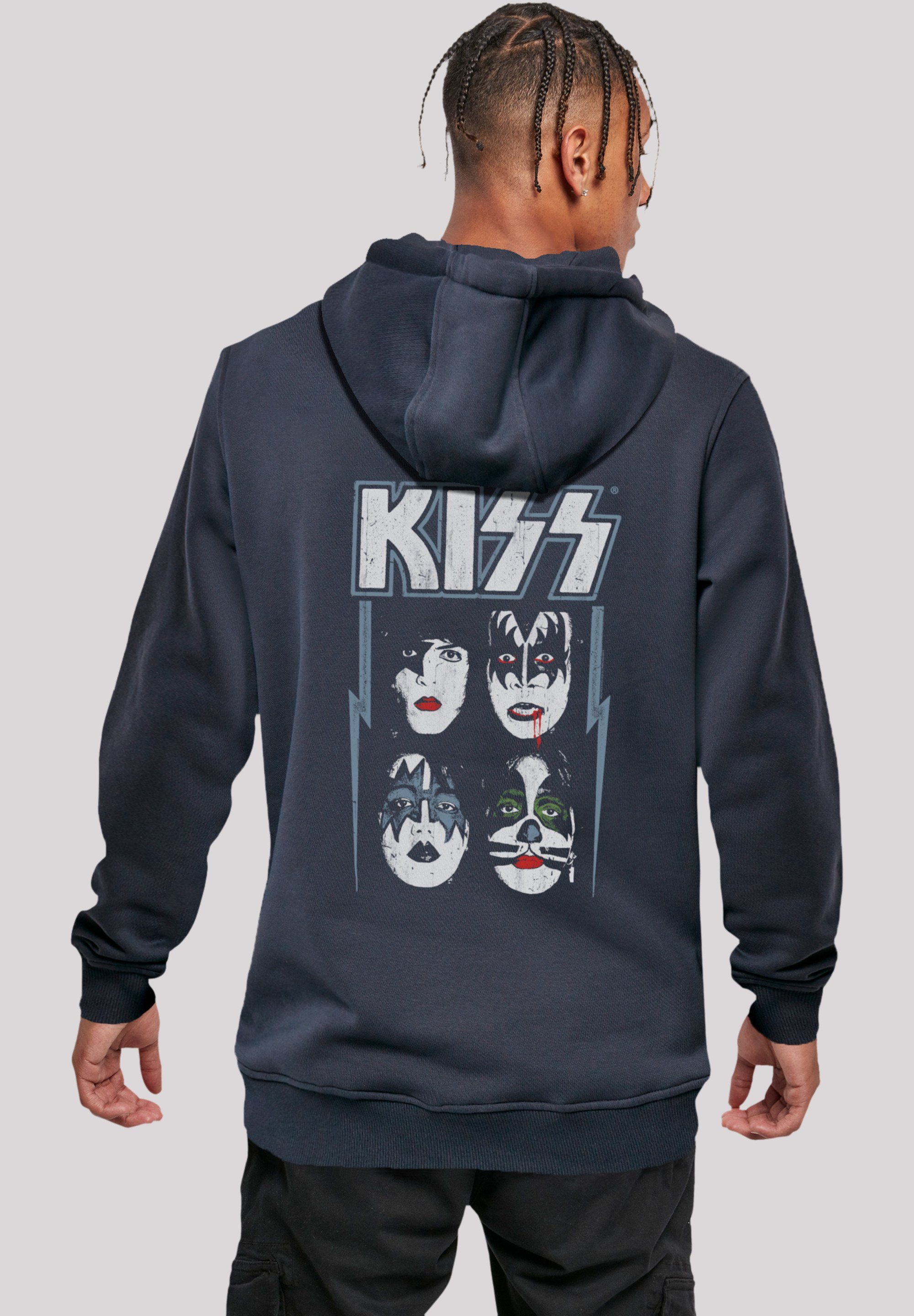 F4NT4STIC Hoodie Kiss Rock Music Band Made For Lovin' You Premium Qualität, Band, Logo navy
