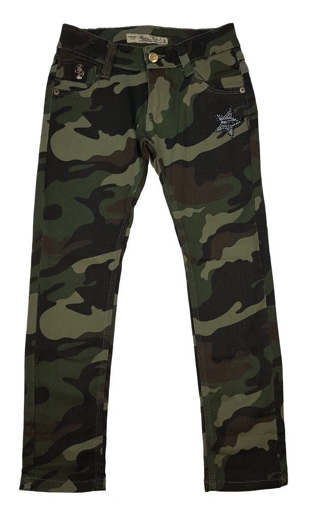 M8152 5-Pocket-Jeans Muster Camouflage camouflage Tarnhose, Army Mädchen Girls Grün Fashion