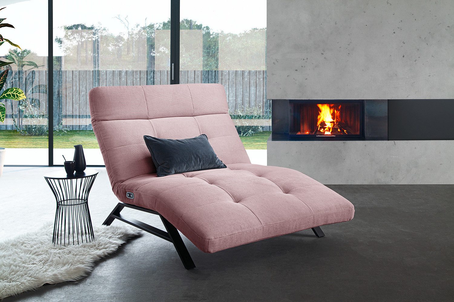 KAWOLA Relaxliege AMERIVA, motorisch Feincord verschiedene Farben 120x158 cm