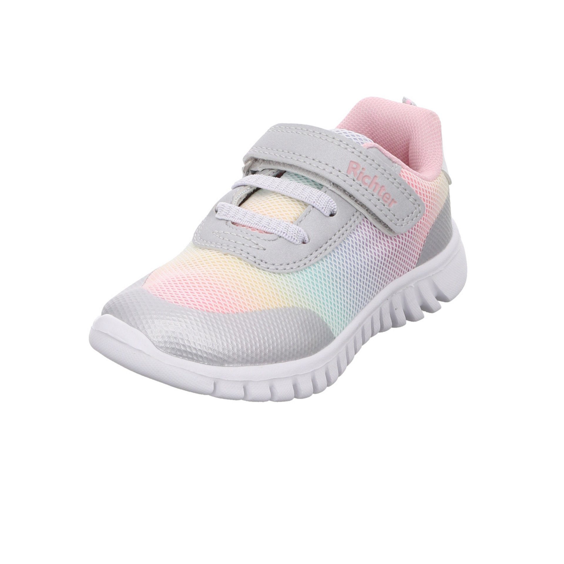 Richter Klettschuh Logoschriftzug Synthetikkombination Klettschuh Synthetikkombination silver/white/rainbow