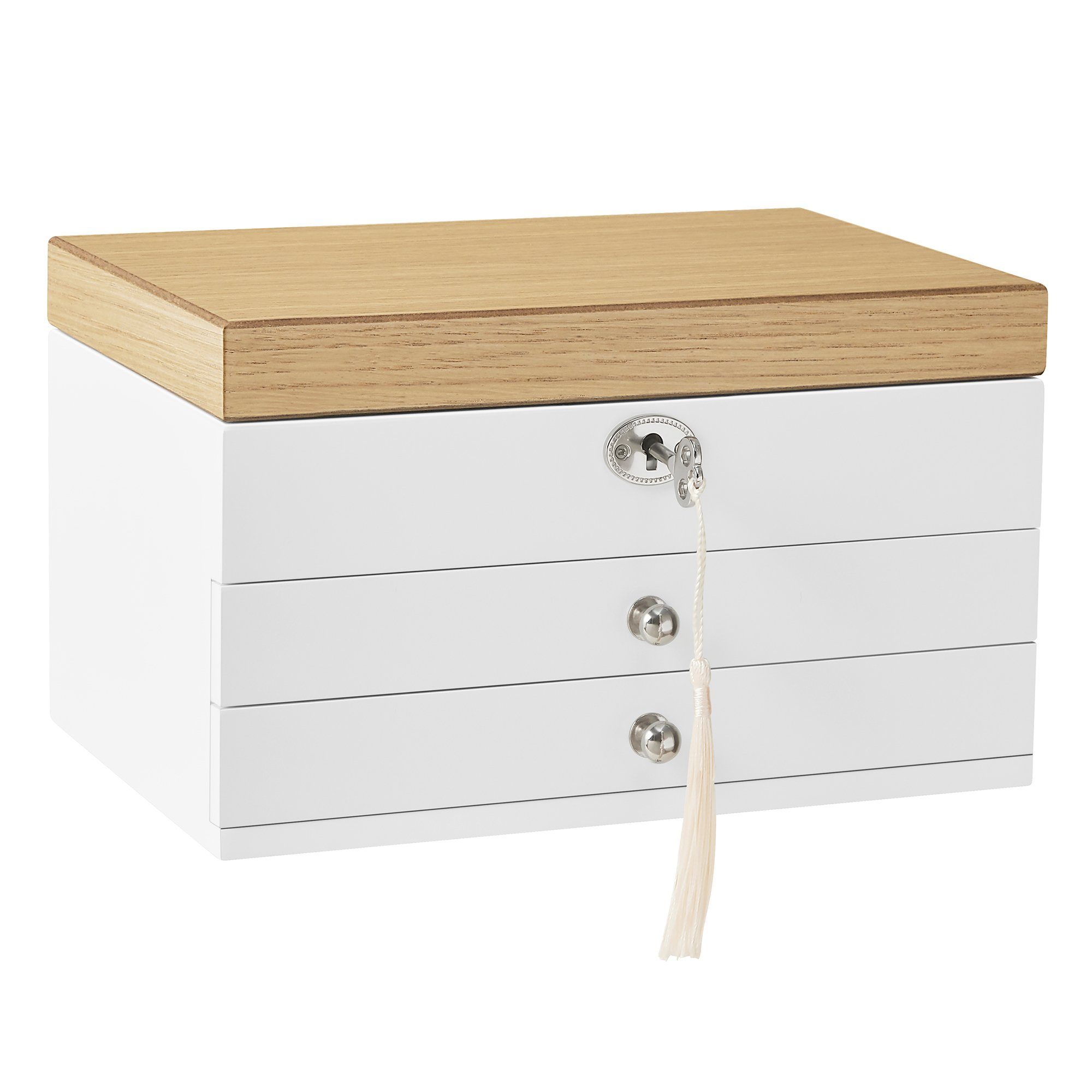 SONGMICS Schmuckkasten Schmuckkästchen, großer Spiegel, 3 Ebenen, mit Schub günstig online kaufen