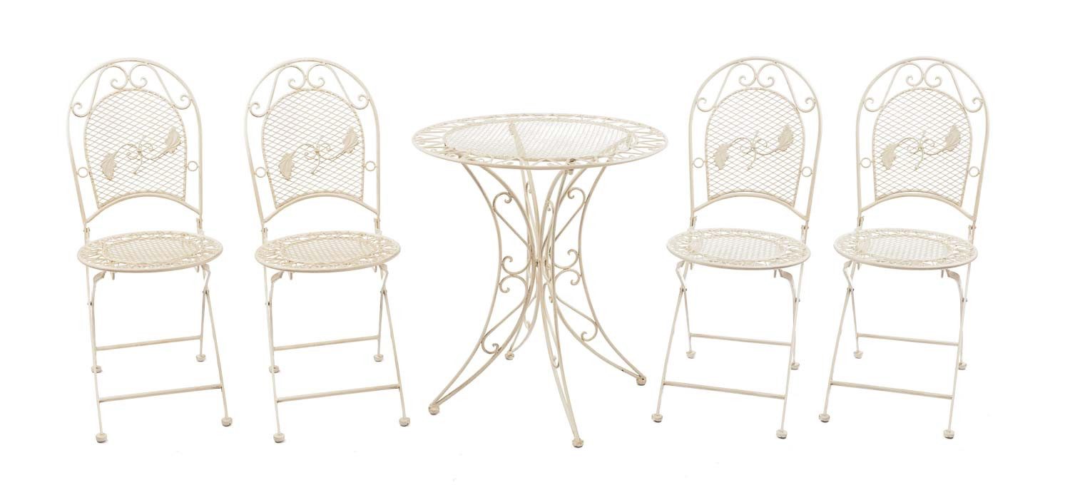Aubaho Dekoobjekt Set Garnitur Garten Tisch und 4 Stühle Eisen Gartenmöbel Antik-Stil cr