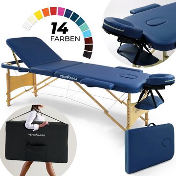 VENDOMNIA Massageliege Mobile Massageliege - Holzfüße mit 3 Zonen (Klappbar Massagetisch Massagebett Massagebank Behandlungsliege, Farbwahl), inkl. hochwertiger Kopfstütze Tasche Armlehnen