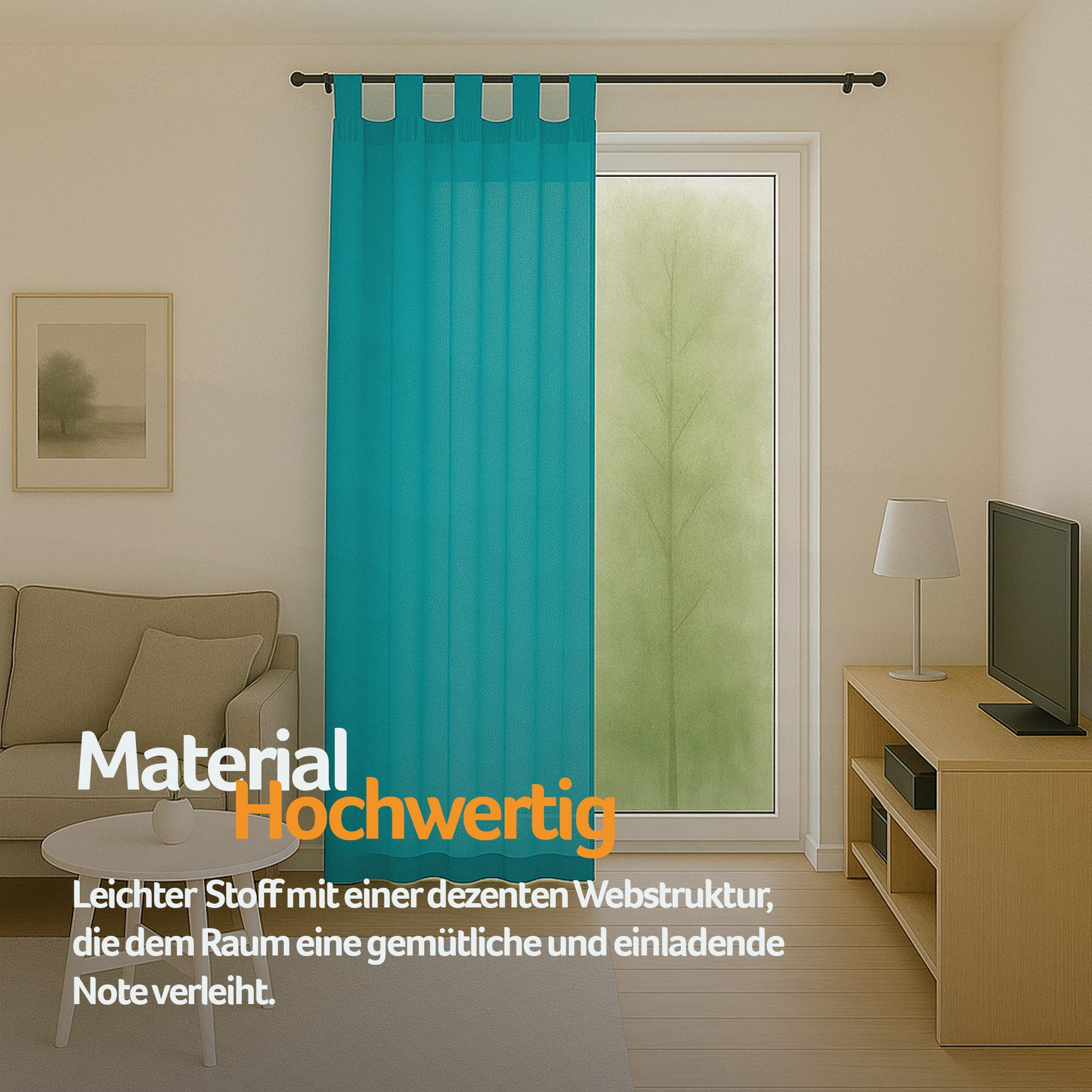Bestlivings Vorhang "Ellen" mit Schlaufen (1 St), Schlaufen, blickdicht, einfarbig, waschbar bei 30°C, bügelleicht, trocknergeeignet – Bild 2 von 5