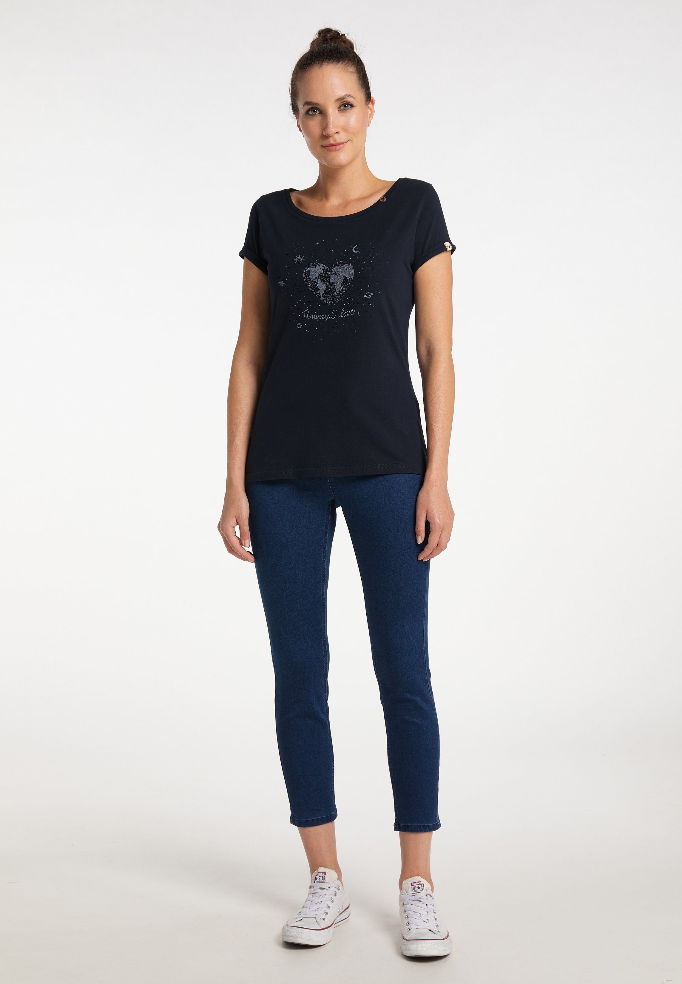 Ragwear T-Shirt FLORAH HEART ORGANIC Nachhaltige & Vegane Mode NAVY | T-Shirts