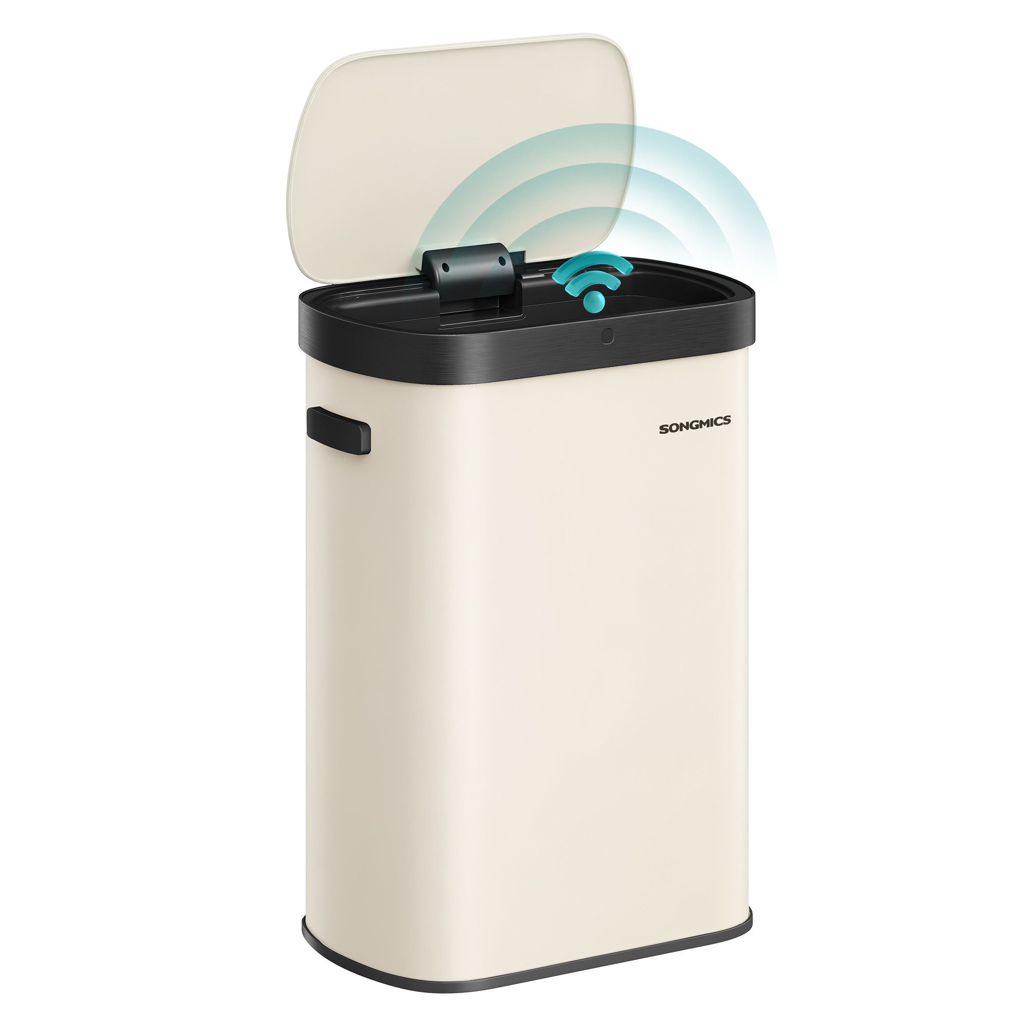 SONGMICS Mülleimer Sensor-Mülleimer, Küche 50 L, mit Sensor, Stahl, Kohlefilter, Softclose-Deckel