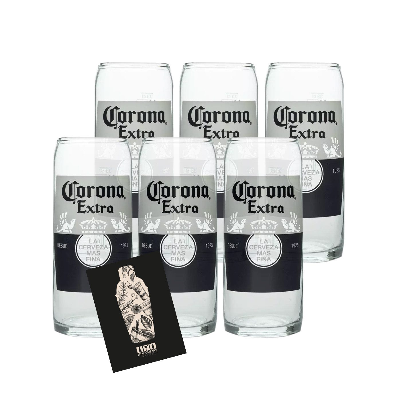 Corona Bierglas Corona Extra Glas 6er-Set Desde 1925 Bierglas 33cl geeicht La Cerveza