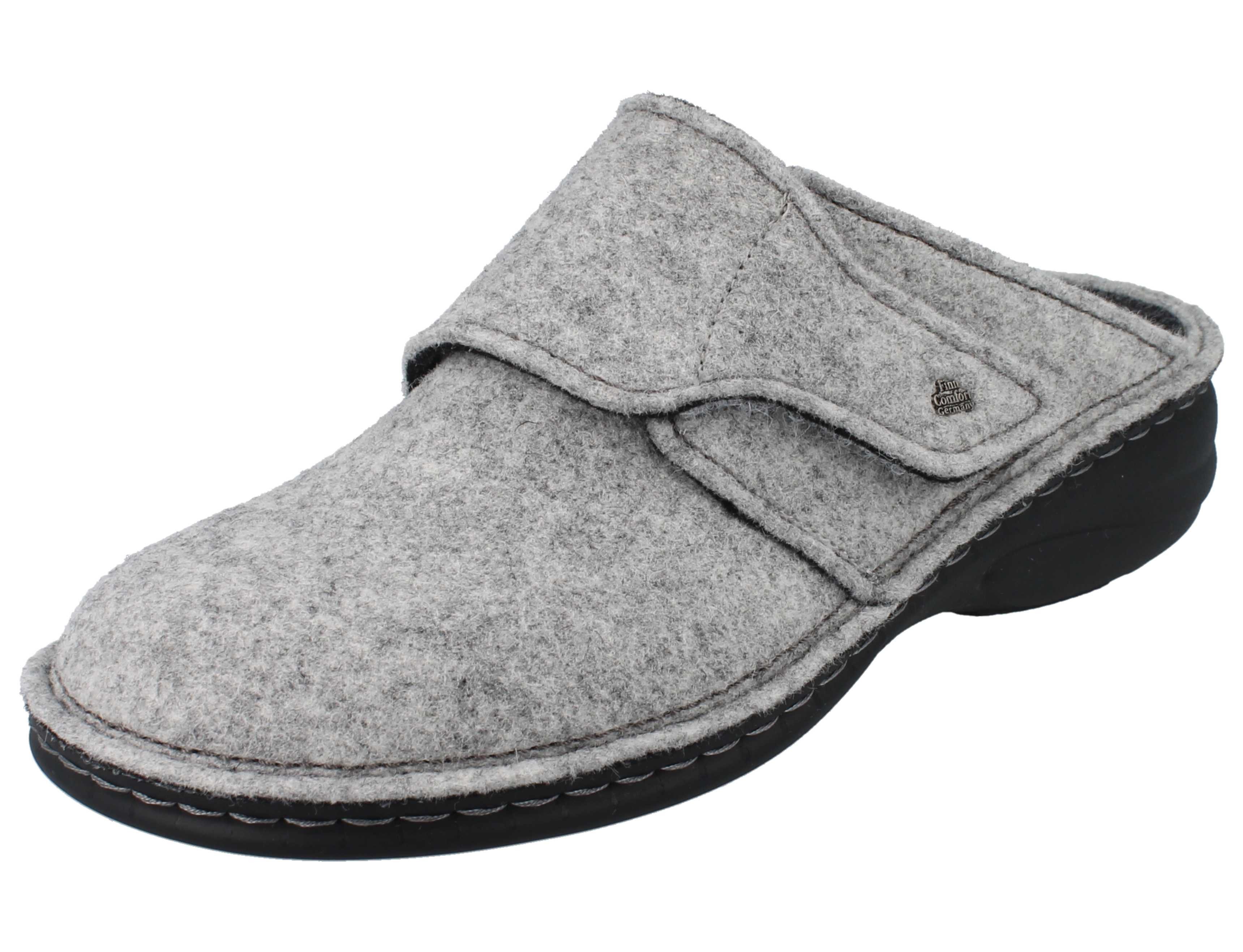 Finn Comfort FINN COMFORT Goms Damen Hausschuhe Clog hellgrau Filz - Größe: 38 Clog Wechselfußbett