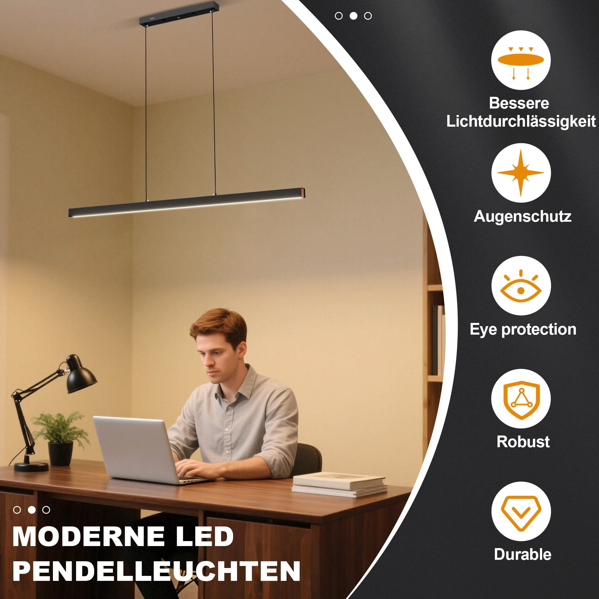 FIVMEN LED Pendelleuchte Moderne Hängelampe Höhenverstellbar, Kücheninsel Leuchten Acryl