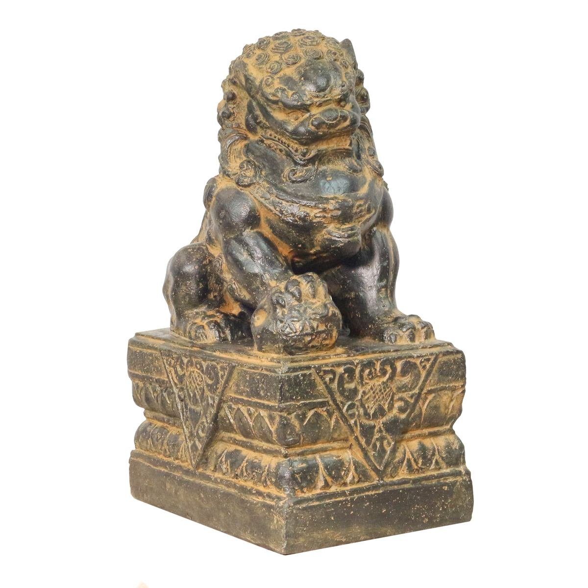 Oriental Galerie im St), traditionelle Herstellung cm Tempelwächter Antik (1 GRC Ursprungsland in 45 oder Dekofigur Löwen Einzeln Links Rechts Handarbeit