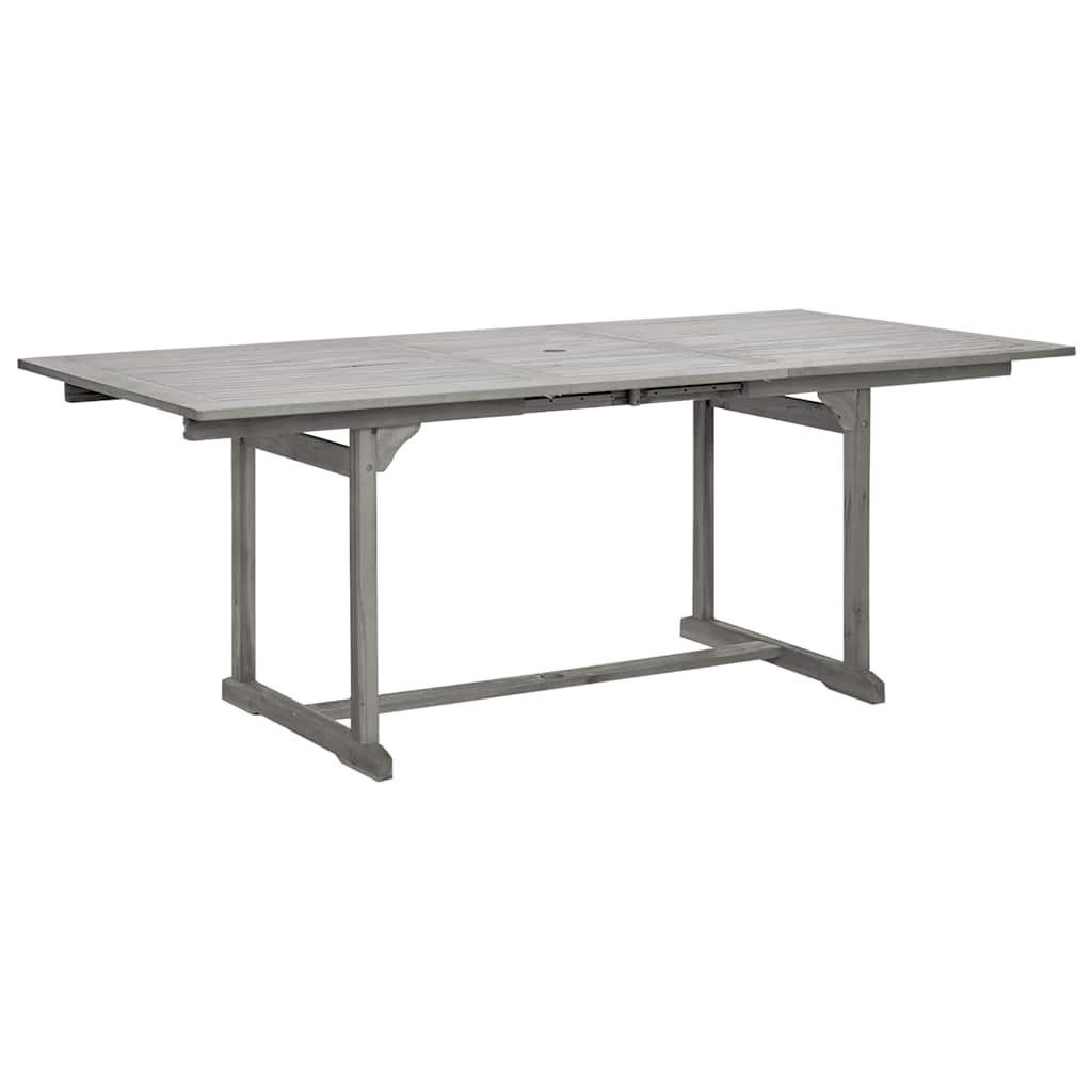 furnicato Esstisch Garten-Echtholz 150-200x100x75 cm Grau (1-St), Witterungsbeständiger Outdoor-Tisch, erweiterbar mit integriertem Loch