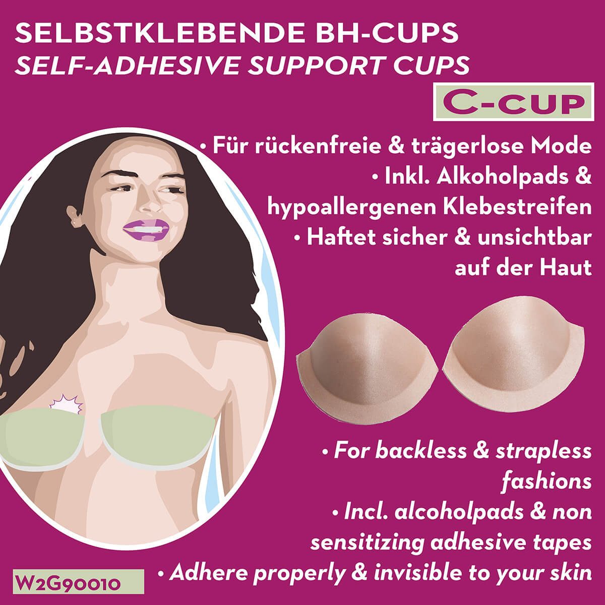 Miss Perfect BH-Einlagen W2G90000-90010, Selbstklebende BH Cups (auch als Push-up) zum Einnähen oder Einlegen