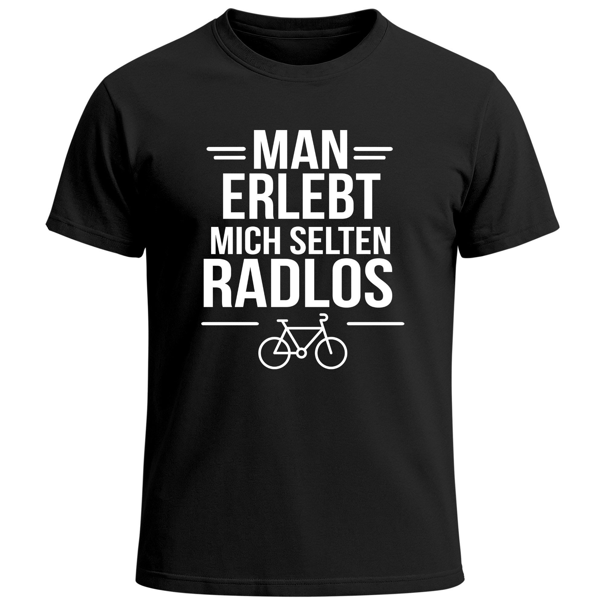 MoonWorks Print-Shirt Herren T-Shirt Spruch Fahrradfahrer Man erlebt mich selten radlos mit Print