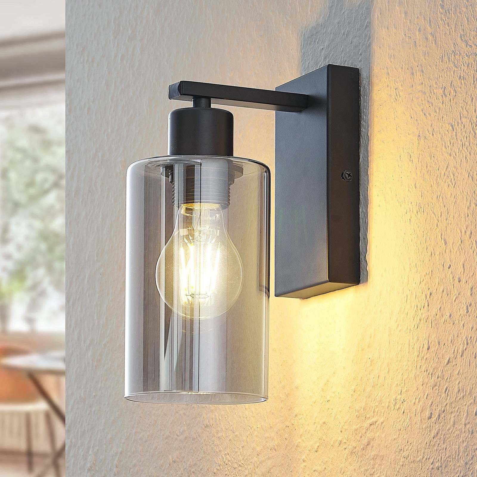 Lindby Wandleuchte Emavi, Metall, Schwarz IP20, 1 x 15 W LED günstig online kaufen