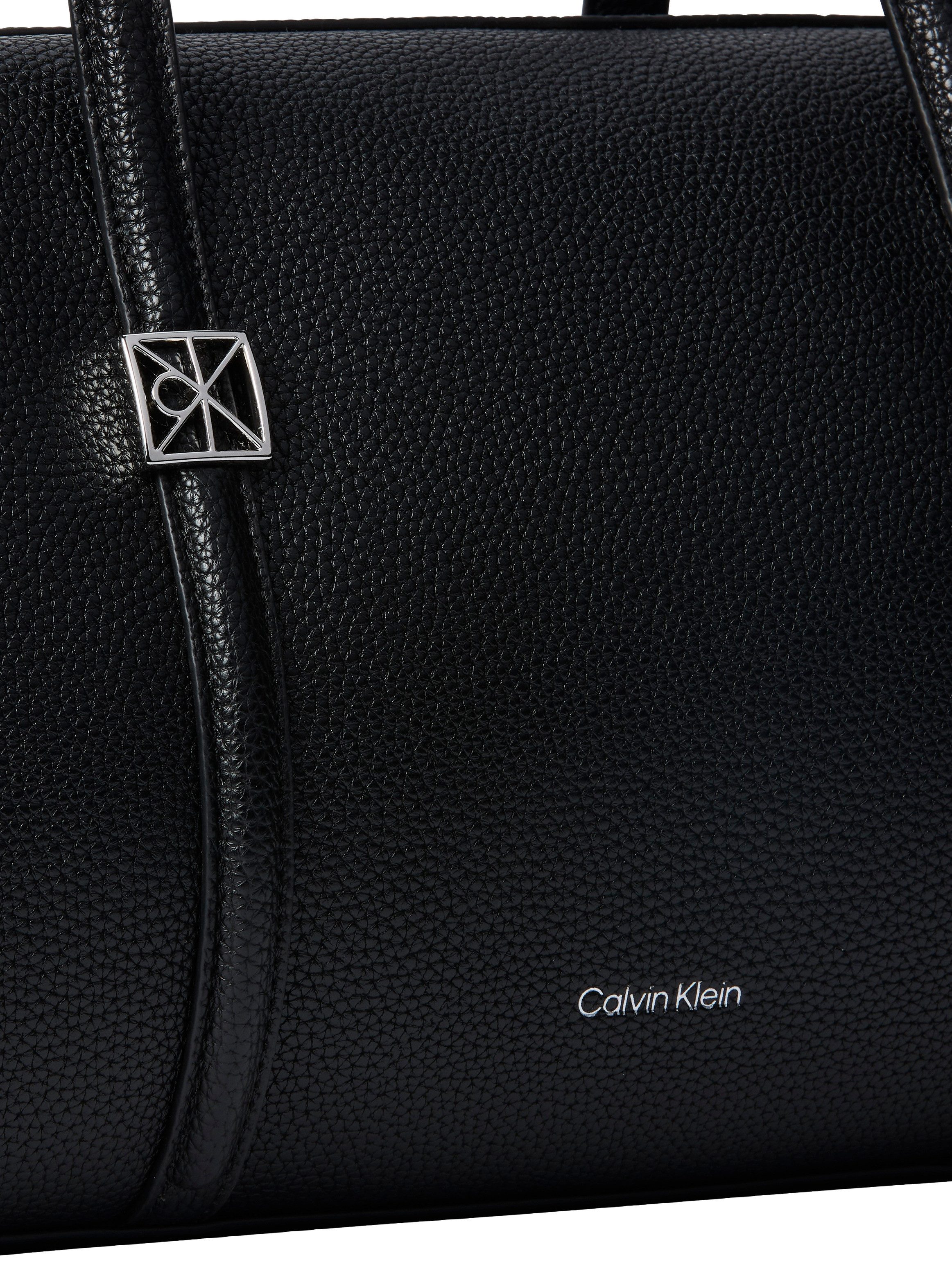 Calvin Klein Schultertasche EMBLEM HW PEBBLE DOCTOR SHOULDER, Damen Handtasche, Umhängetasche mit Reißverschluss