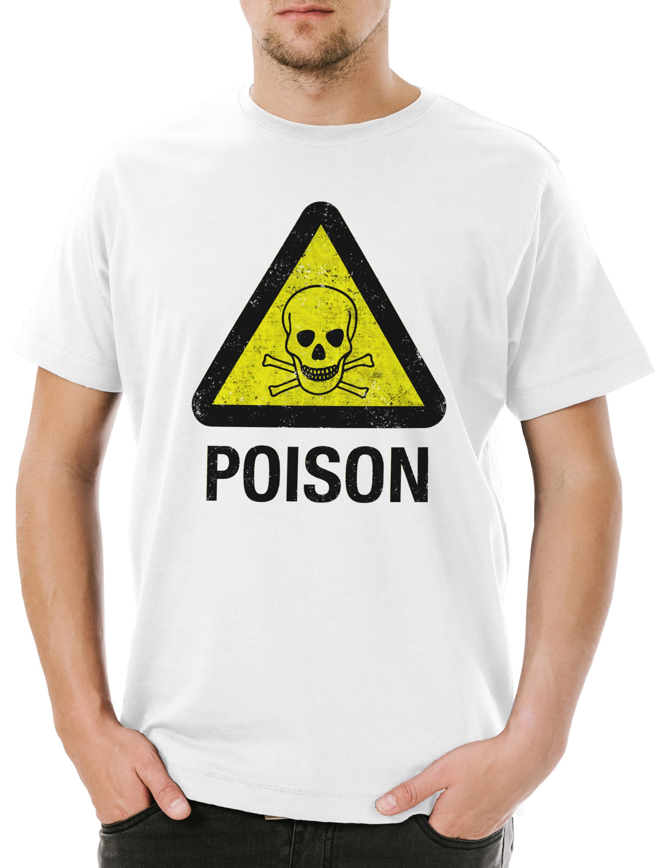 Print-Shirt Caution Poison Vintage Logo Sign Herren T-Shirt Gift Ätzend Giftig