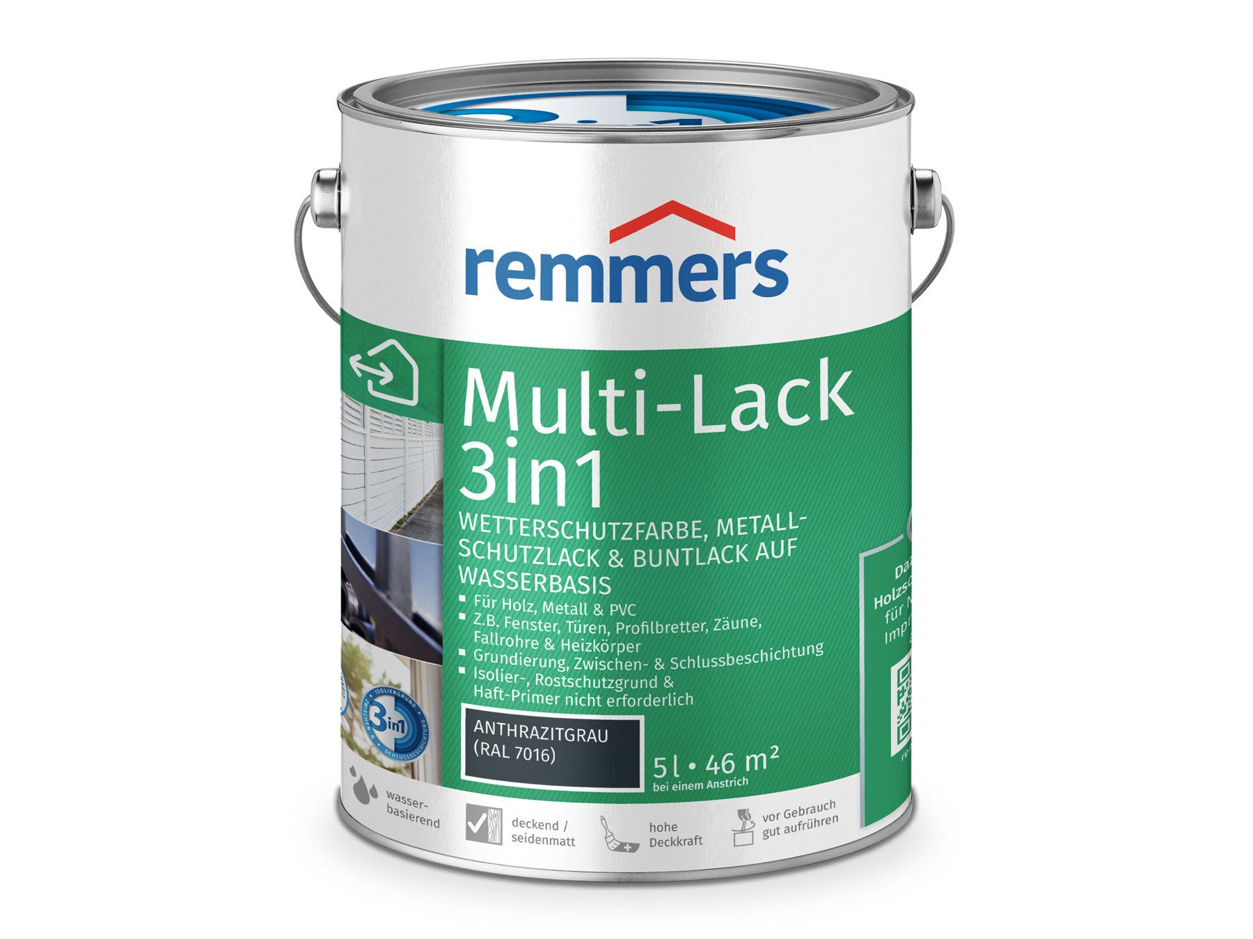 Remmers Wetterschutzfarbe Multi-Lack 3in1 anthrazitgrau (RAL 7016) 5 Liter