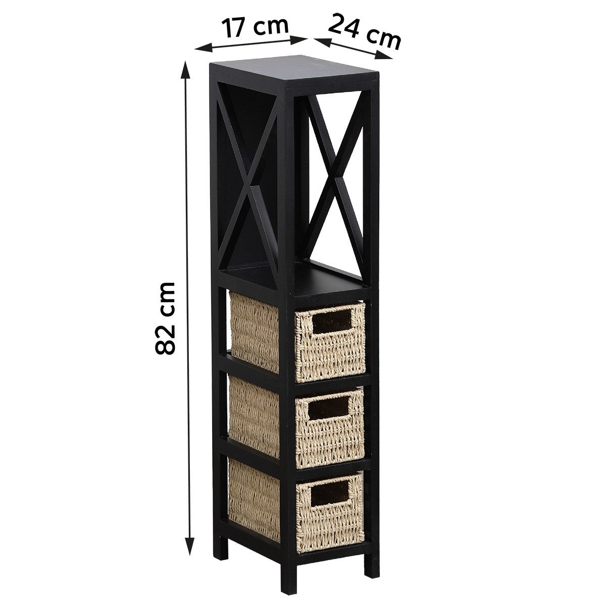 TENDANCE Badkommode Regal Korbregal Korbkommode Badregal Holz Landhaus Kommode