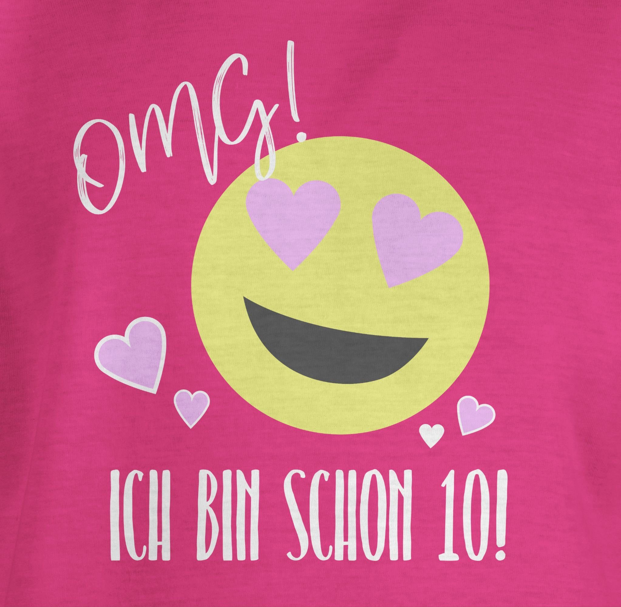 Shirtracer T-Shirt Emoticon schon bin 10. zehn 2 OMG Ich Fuchsia Geburtstag