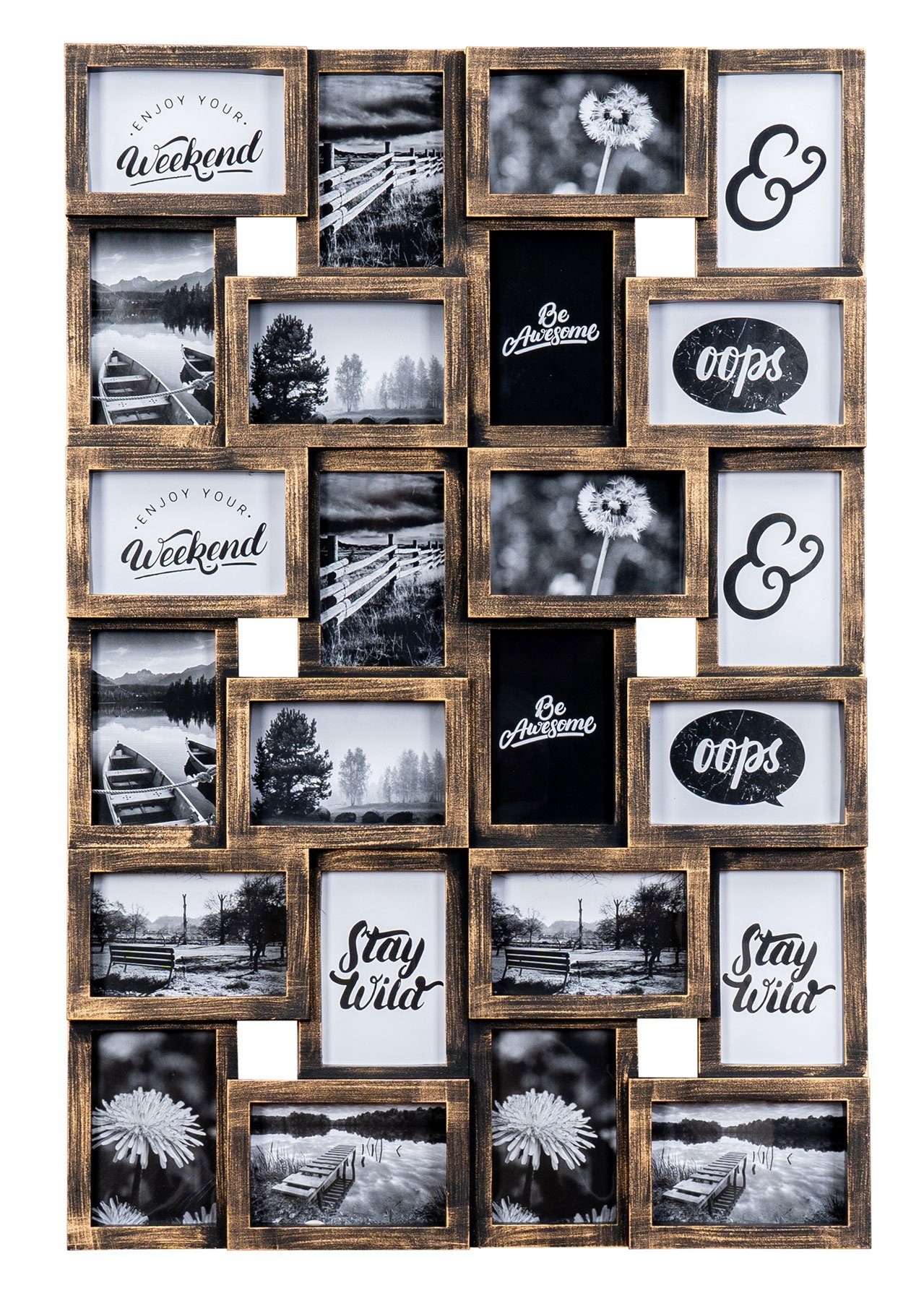 Levandeo® Bilderrahmen Collage, Bilderrahmen Schwarz Kupfer 24 Fotos 10x15c günstig online kaufen