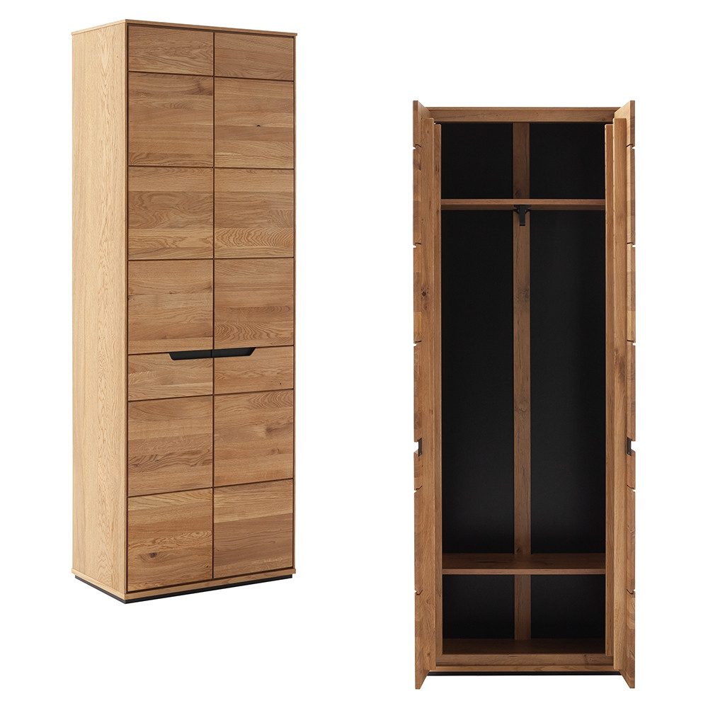 Lomadox Garderoben-Set AVESTA-06, (Spar-Set, 5-St., Garderobenbank Paneel Garderobenschrank Spiegel Schuhschrank), in Eiche teilmassiv, grifflos – Bild 4 von 5