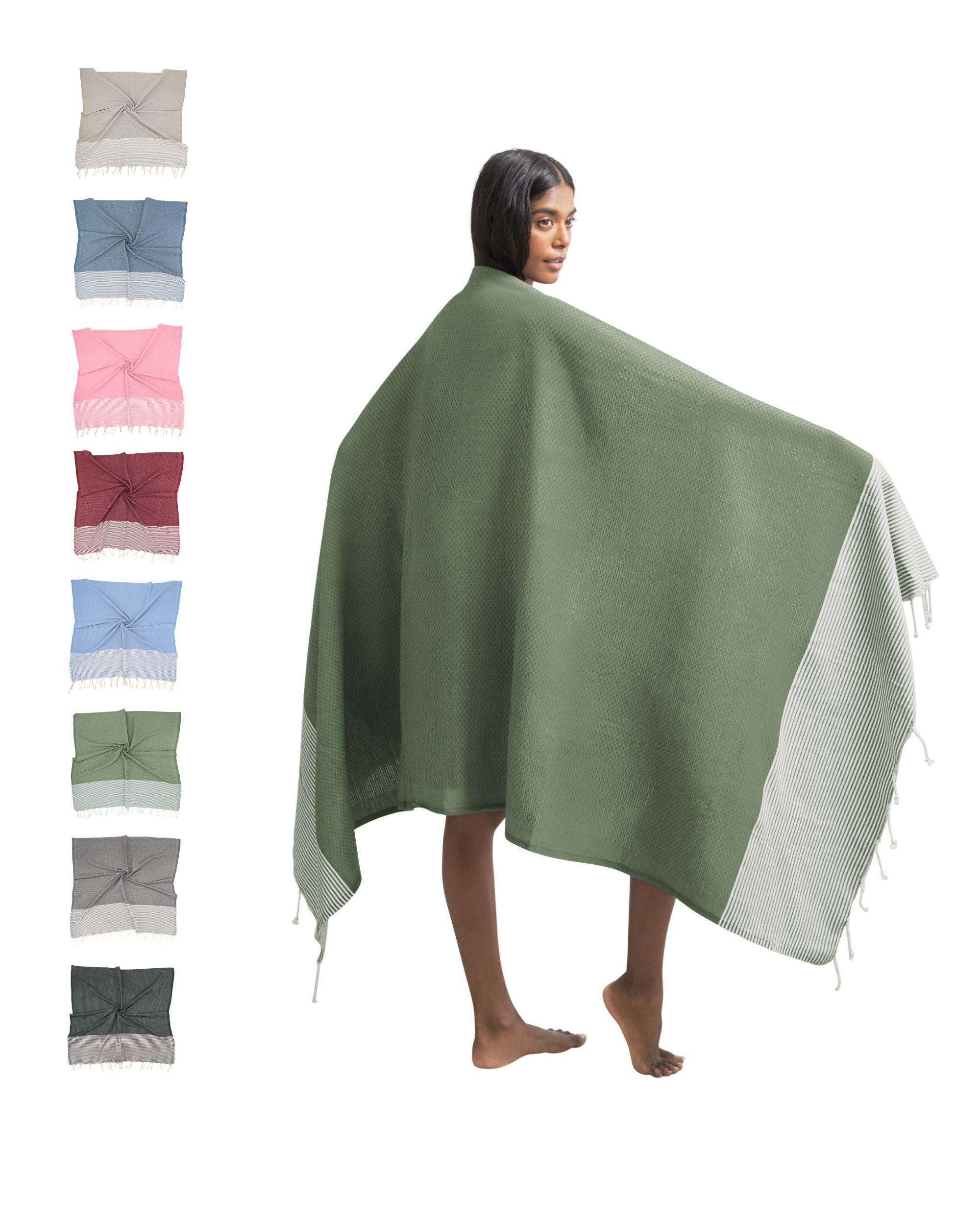 furora HOLIDAY Saunatuch Strandtuch Hamamtuch: groß 100x200 cm Saunatuch, Strandhandtuch dünn, Strandtuch Saunatuch aus 100% Baumwolle Strandtuch Set
