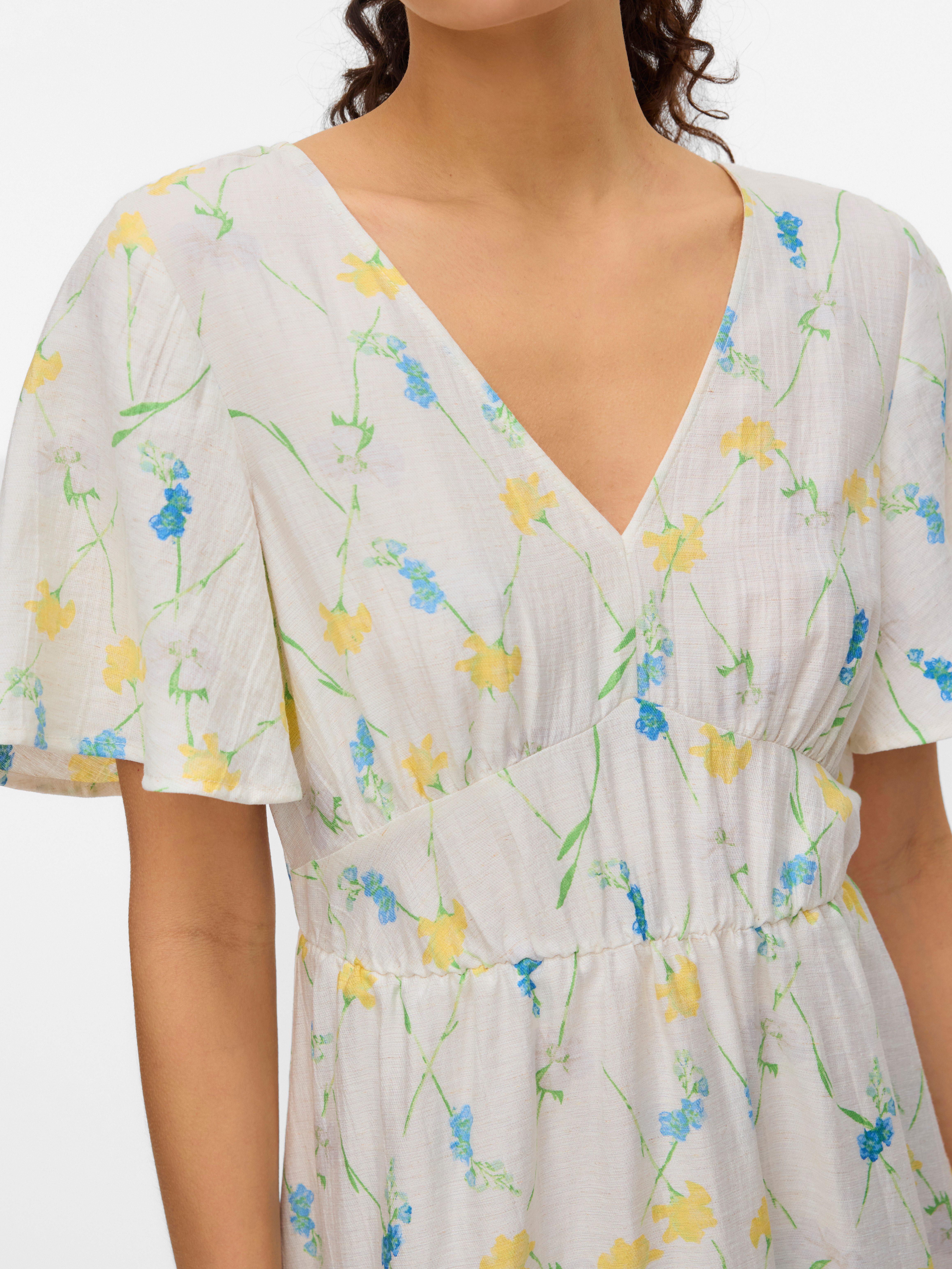 Vero Moda Sommerkleid VMFLORA OLGA SS 7/8 DRESS WVN GA