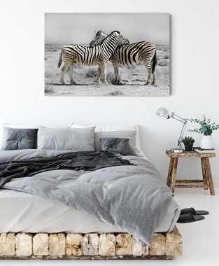 Pixxprint Leinwandbild Zebras in der Savanne, Zebras in der Savanne (1 St), Leinwandbild fertig bespannt, inkl. Zackenaufhänger