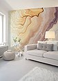 living walls Fototapete »Designwalls Marble Waves«, glatt, (5 St), Fototapete Marmor Marble Waves 3,50 m x 2,55 m Orange Blau auf 170 g Vlies Tapete Steinoptik 3D, Bild 2