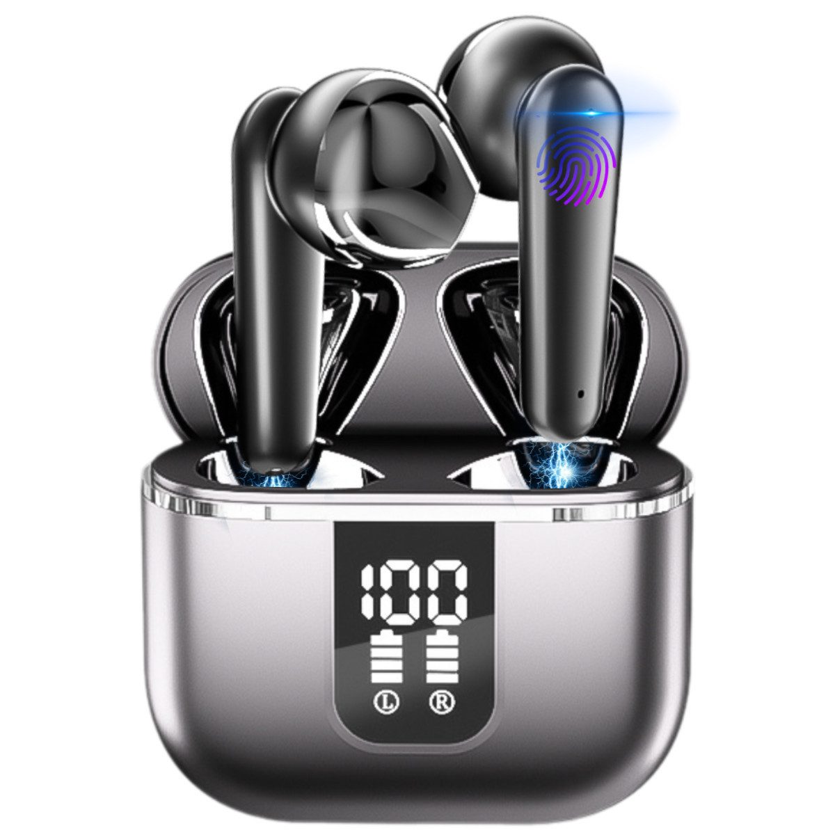 ibettertec Bluetooth Kopfhörer, Kopfhörer Kabellos Bluetooth 5.3 Noise Cancelling In-Ear-Kopfhörer (Active Noise Cancelling (ANC), ENC Lärmreduzierung, Touch Control, IPX7 Wasserdicht, Noise Cancelling Ohrhörer, 60 Std Akku, Aufladen mit USB-C)