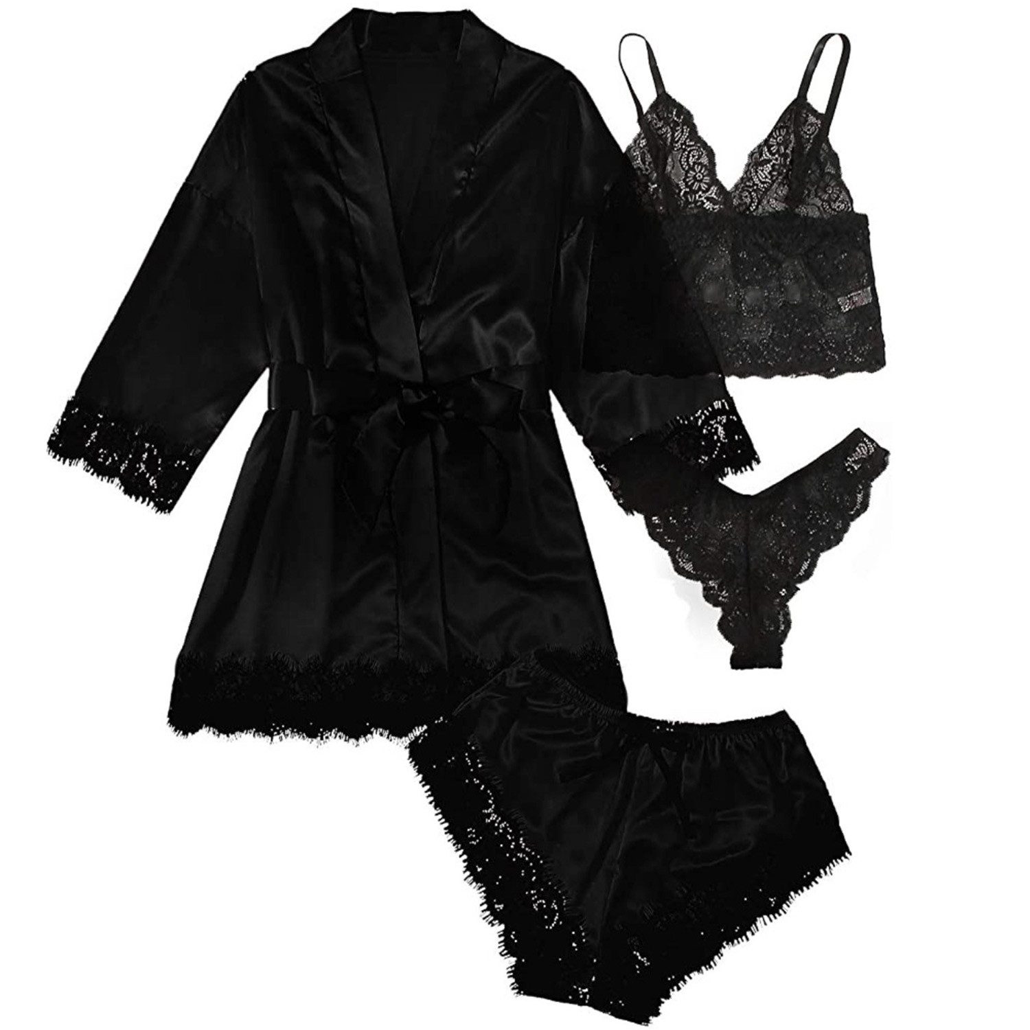 Refttenw Pyjama Damen Pyjama Sexy Satin günstig online kaufen