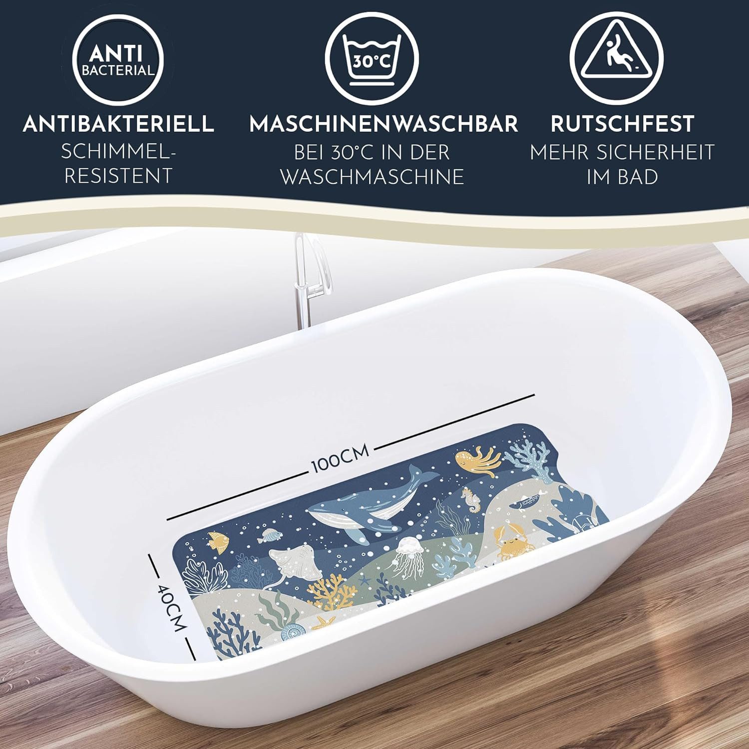 Homerella Badematte rutschfest Kinder - 100% BPA frei Inkl. 2 Haken zum Auf günstig online kaufen