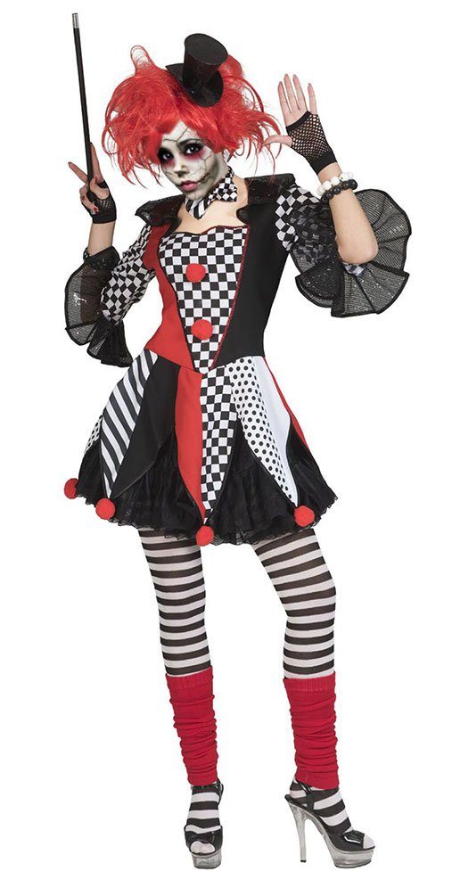 Karneval-Klamotten Clown-Kostüm Horror Damen grusel Harlekin Halloweenkostü günstig online kaufen