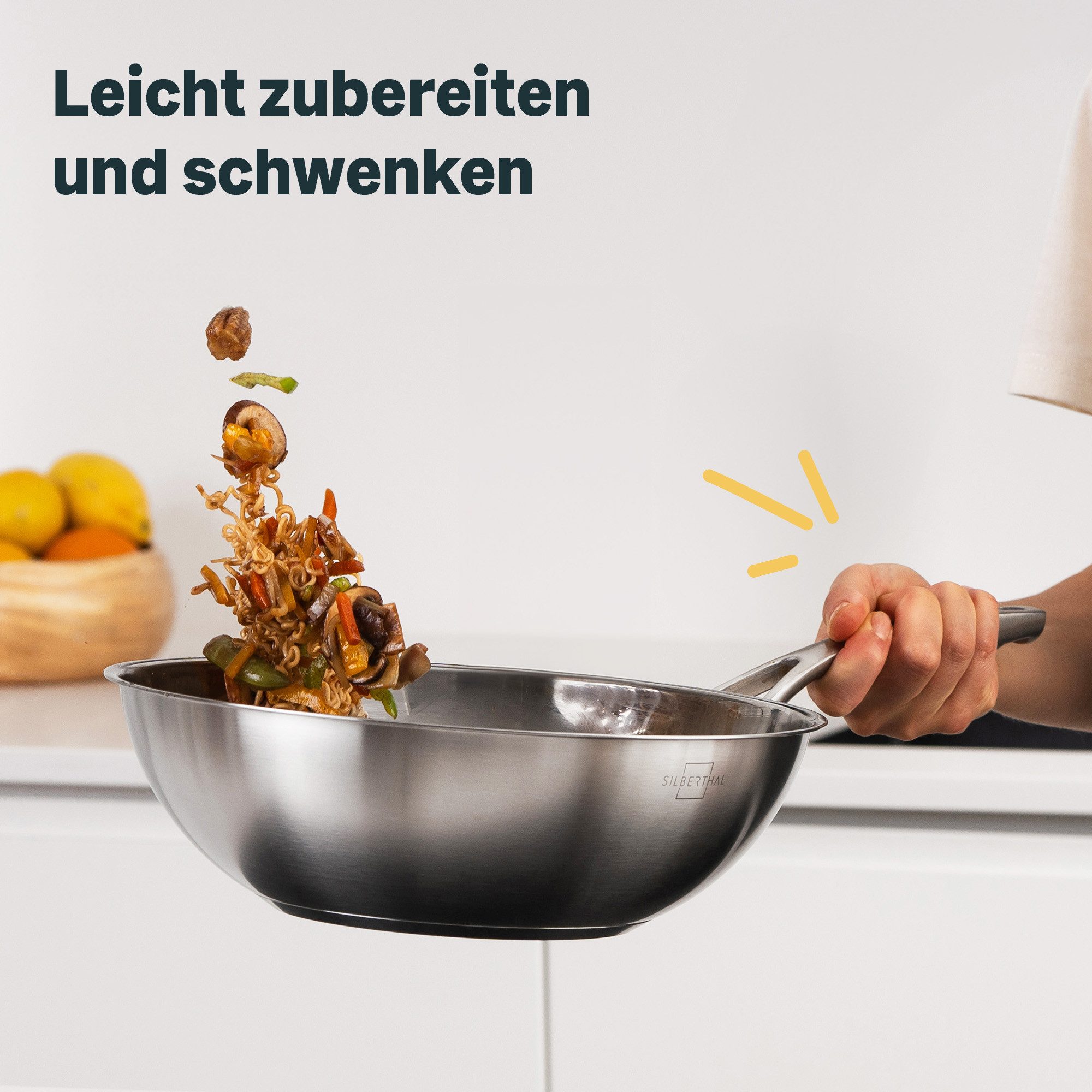 SILBERTHAL Wok Pfanne 28cm Unbeschichtet Induktion, (1-tlg) – Bild 4 von 5