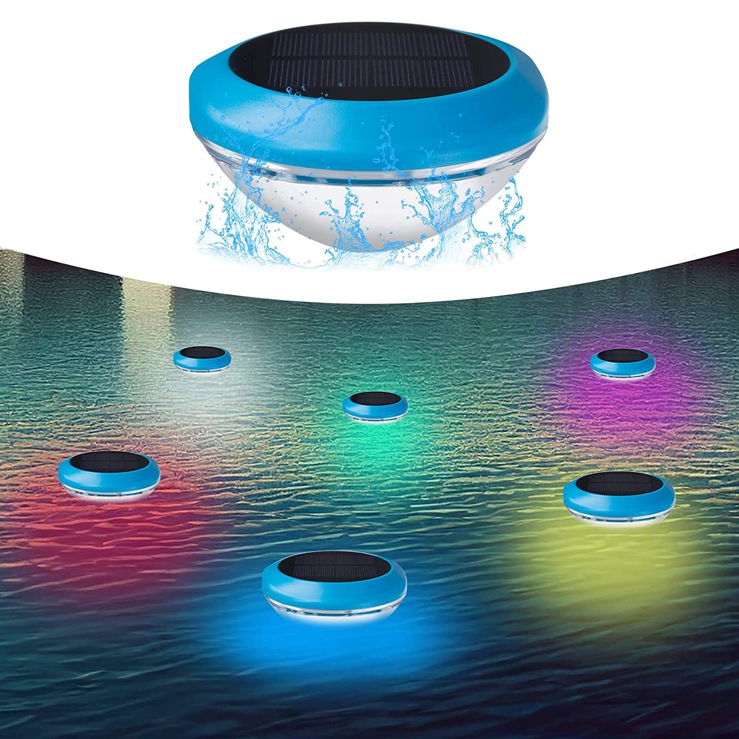LANOR LED Nachtlicht 2 Stück Solar-Schwimmbad-Lichter, mehrfarbig, Schwimmbad-Lichter, LED, wasserdicht, mit RGB-Farbwechsel