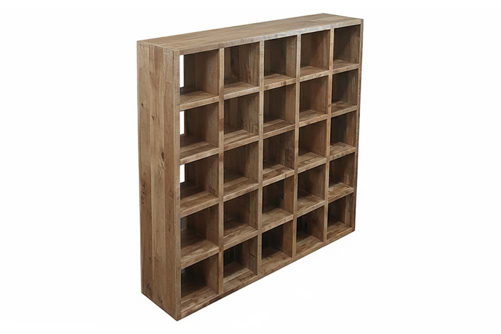 riess-ambiente Bücherregal IRON CRAFT 200cm natur - Massivholz, lackiert, 25 Fächer, handmade, Einzelartikel 1-tlg., großer Raumteiler mit viel Stauraum - ideal für Arbeits- & Wohnzimmer