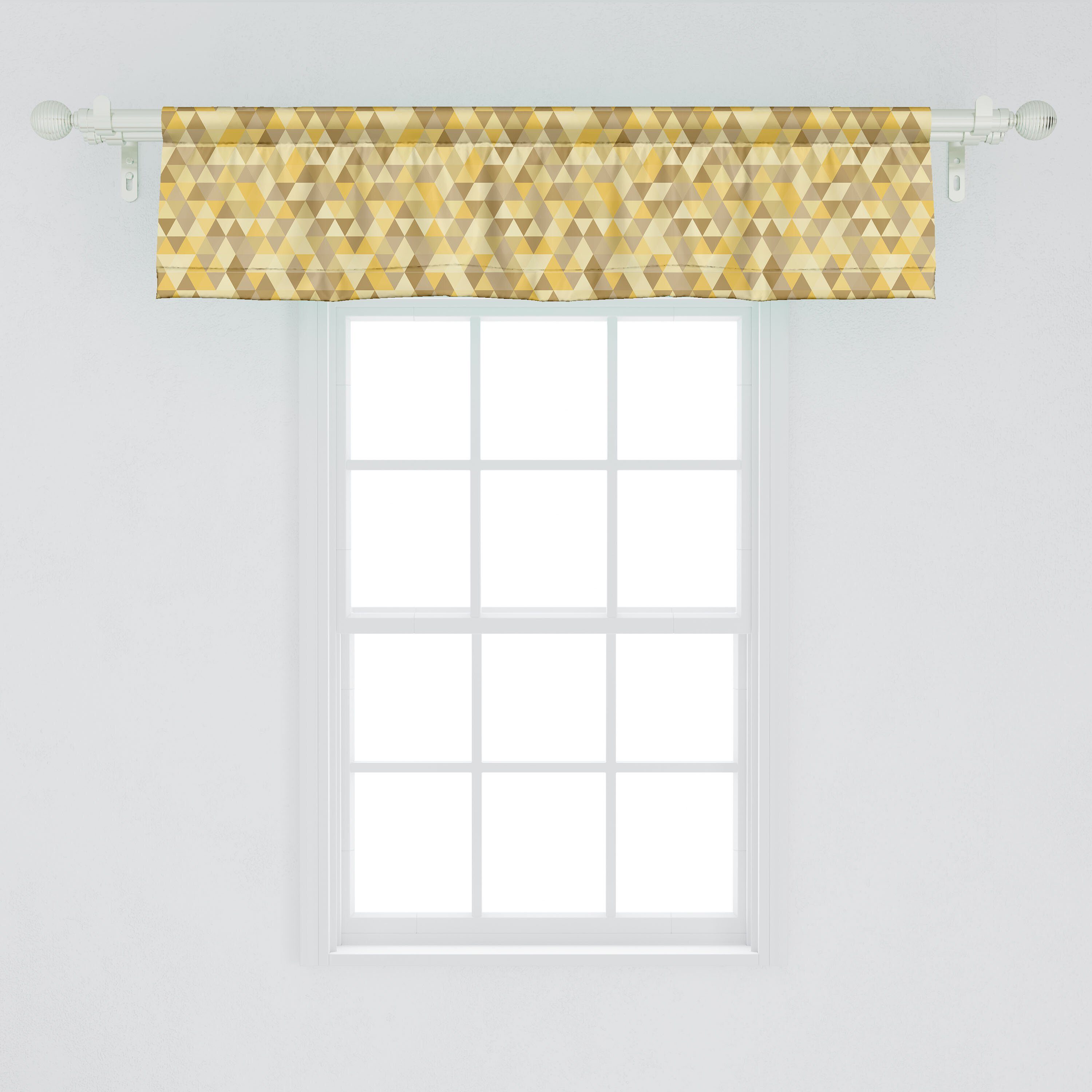 Braun Abakuhaus, Vorhang für monotone Volant Scheibengardine mit Schlafzimmer Dekor Gelb Triangles Küche Stangentasche, Microfaser,